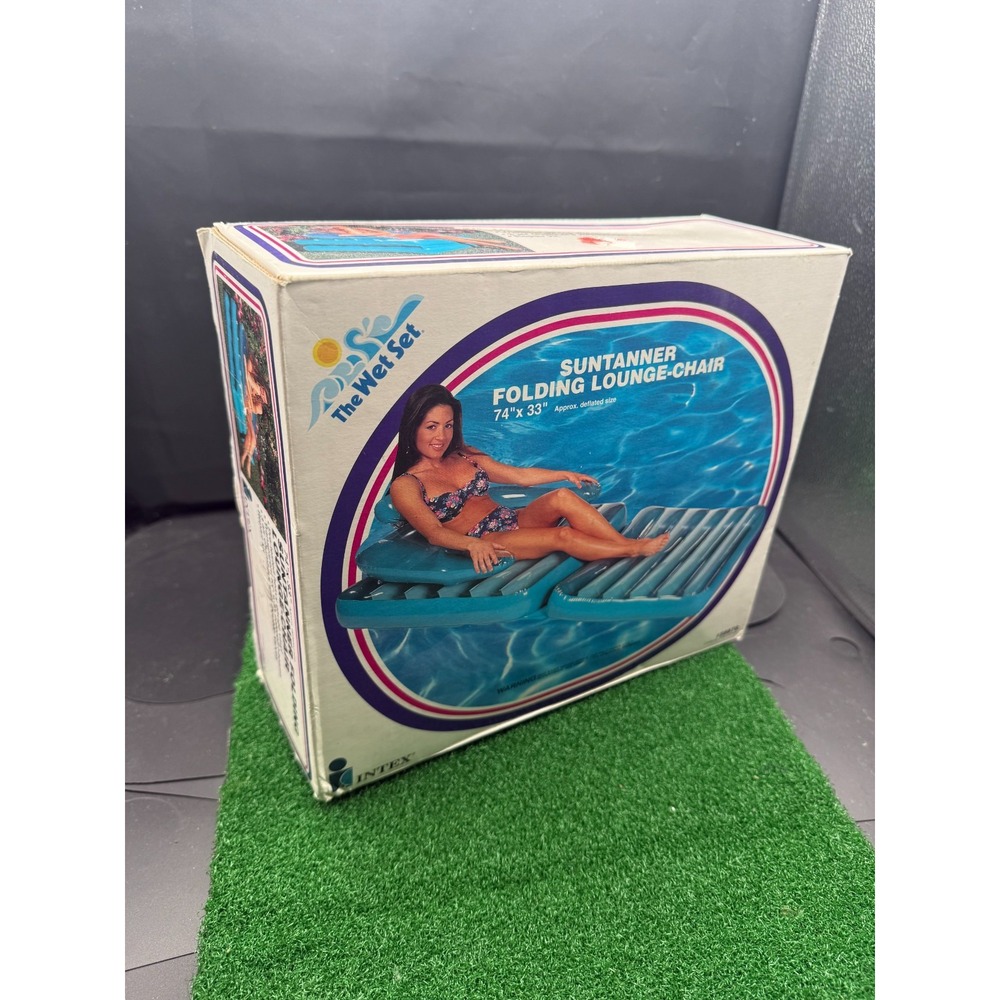 Vintage The Wet Set By Intex Suntanner Folding Lounge-Chair Float 80" X 37" 1994
